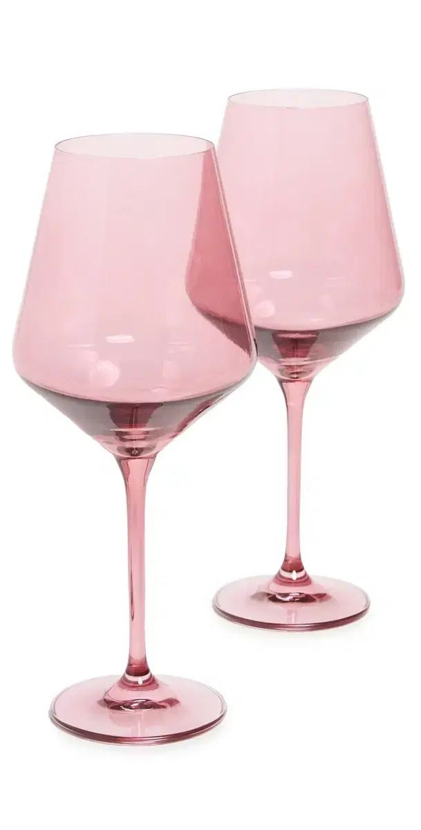 Estelle Colored Glass Stemware Set of 2 Rose One Size