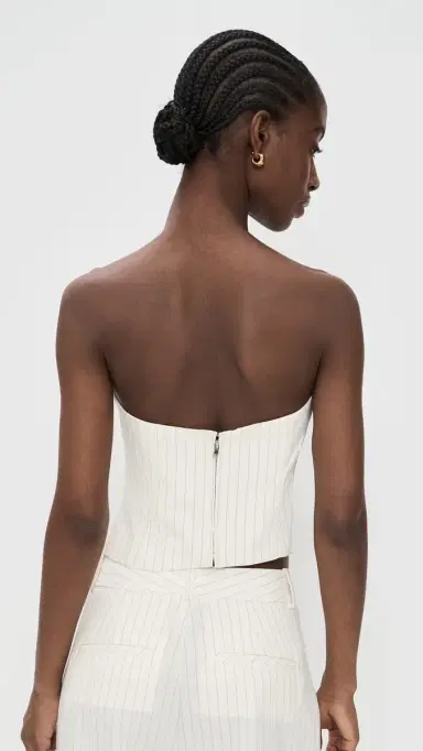Good American Essential Suiting Strapless Top Chestnut Pinstripe | Thumbnail 3 Good American Essential Suiting Strapless Top Chestnut Pinstripe | Thumbnail 3