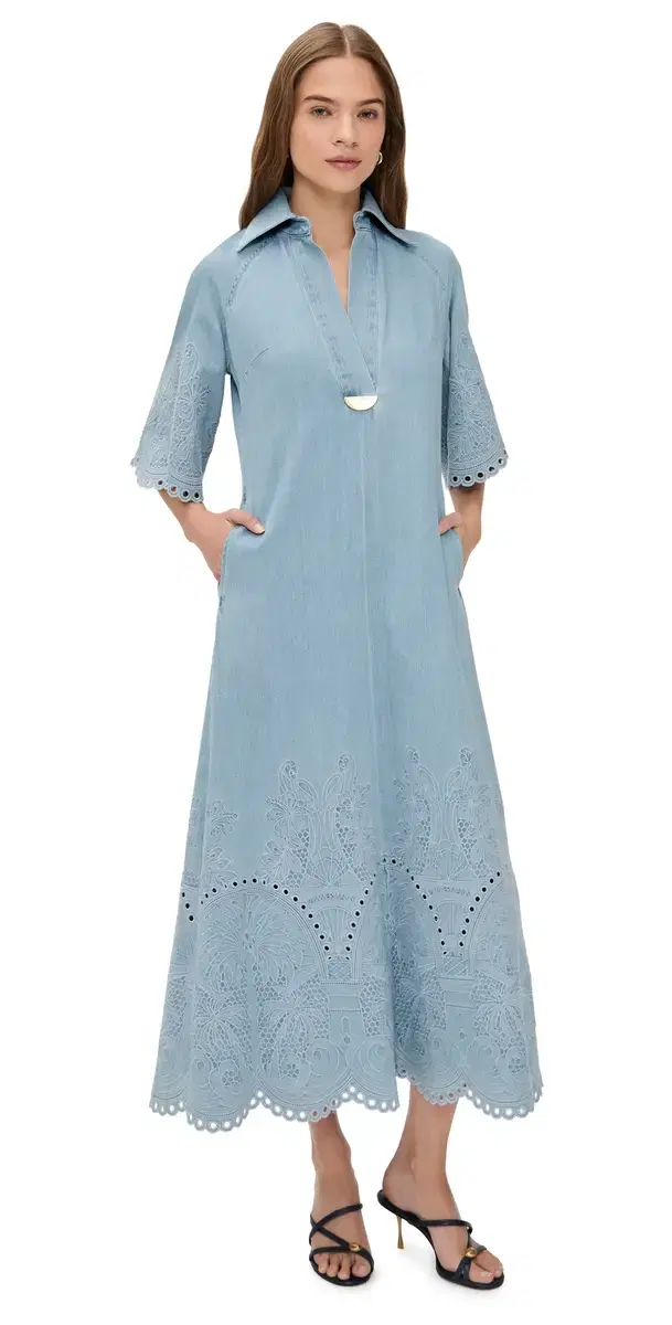 Daylight Denim Midi Dress Ice Storm