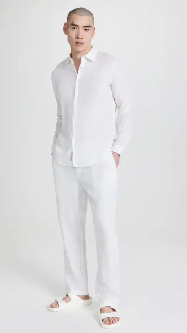 Onia Air Linen Long Sleeve Shirt White | Thumbnail 5 Onia Air Linen Long Sleeve Shirt White | Thumbnail 5