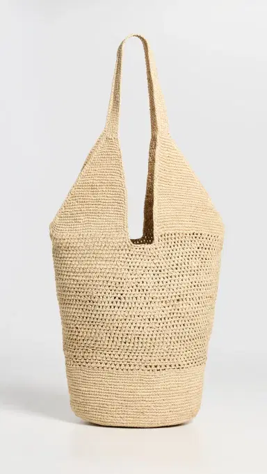 ANINE BING Leah Logo Hobo Bag Natural One Size | Thumbnail 4