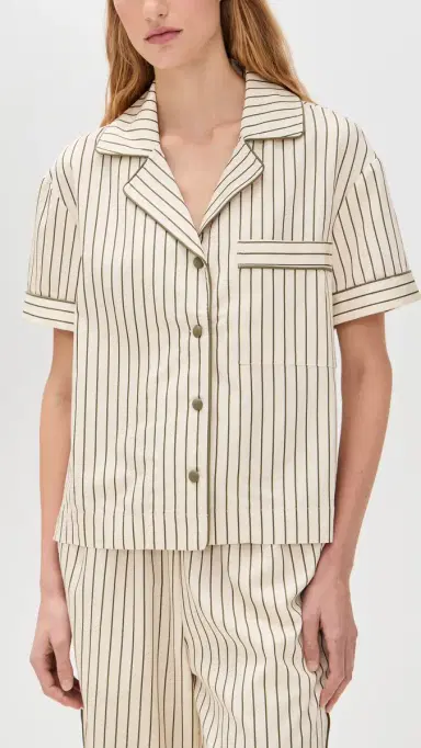Hommey Short Sleeve Shirt Matcha Stripe S | Thumbnail 2