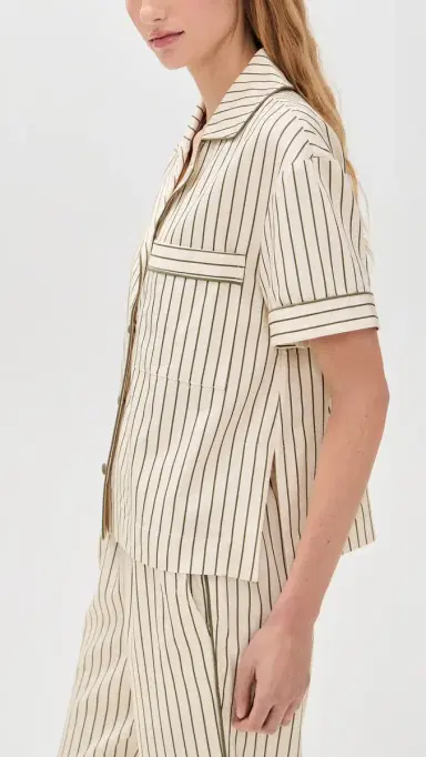 Hommey Short Sleeve Shirt Matcha Stripe S | Thumbnail 4