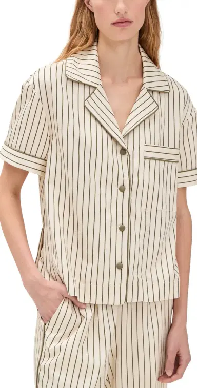 Hommey Short Sleeve Shirt Matcha Stripe S | Thumbnail 1