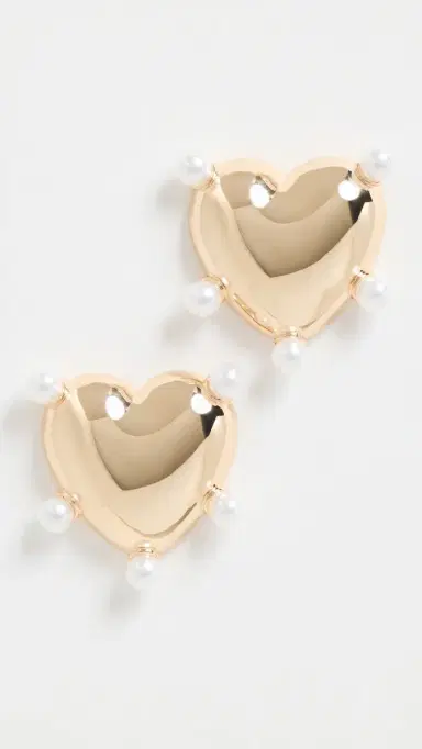 KENNETH JAY LANE Polished Gold Heart Post Earrings | Thumbnail 2