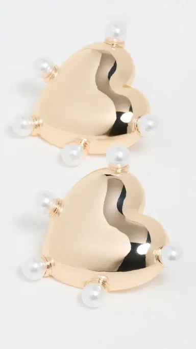KENNETH JAY LANE Polished Gold Heart Post Earrings | Thumbnail 4