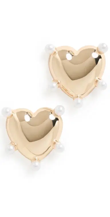 KENNETH JAY LANE Polished Gold Heart Post Earrings | Thumbnail 1