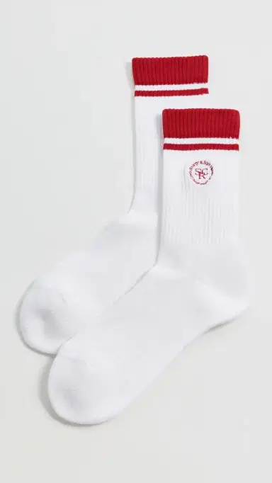 Sporty & Rich SRHWC Socks White/Ruby One Size | Thumbnail 2