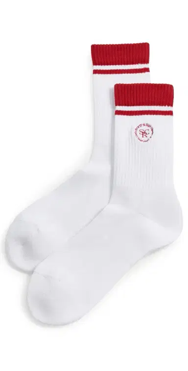 Sporty & Rich SRHWC Socks White/Ruby One Size | Thumbnail 1