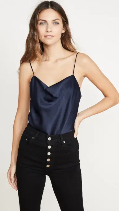 Alice + Olivia Harmon Thong Bodysuit Navy | Thumbnail 2