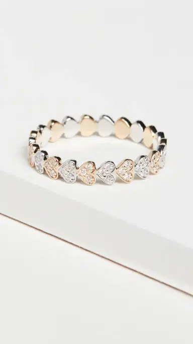 Sydney Evan 14k Gold Tiny Heart Eternity Diamond Ring | Thumbnail 2