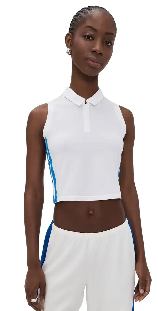 Beyond Crop Twistknit Polo Shirt White