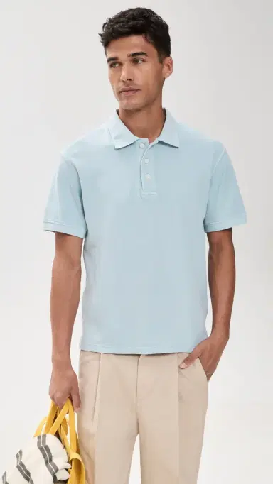 Alex Mill Ryan Short Sleeve Pique Polo Calm Blue S | Thumbnail 2 Alex Mill Ryan Short Sleeve Pique Polo Calm Blue S | Thumbnail 2