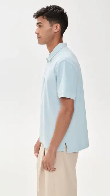 Alex Mill Ryan Short Sleeve Pique Polo Calm Blue | Thumbnail 4
