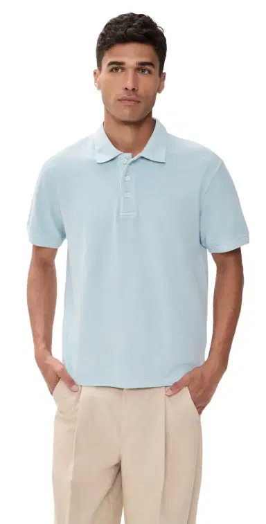 Alex Mill Ryan Short Sleeve Pique Polo Calm Blue S | Thumbnail 1 Alex Mill Ryan Short Sleeve Pique Polo Calm Blue S | Thumbnail 1