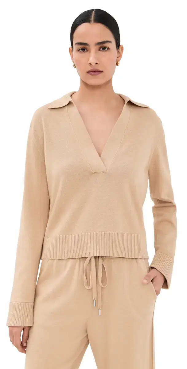 ong Sleeve Polo ight Camel