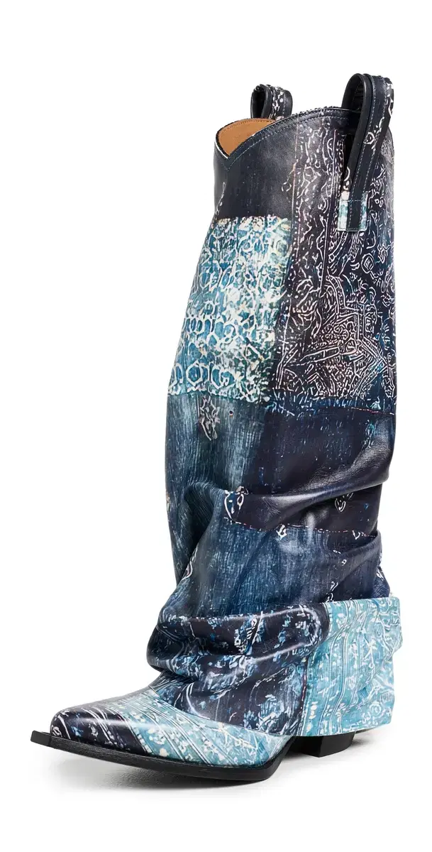 Mid Cowboy Boots with Sleeve Blue Bandana