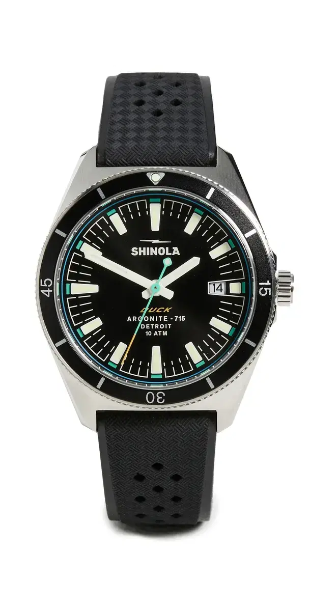 Shinola Duck 3hd , Black Rubber Strap Watch Black