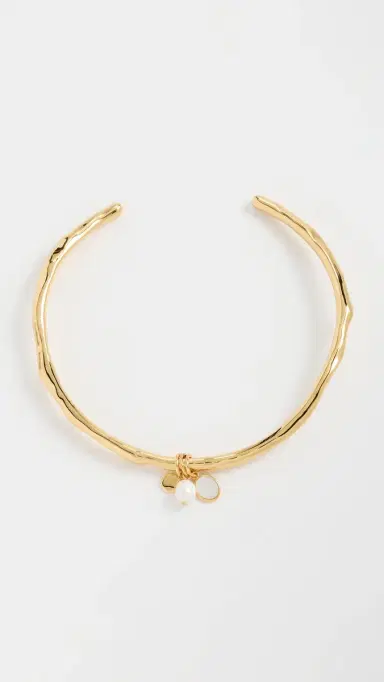 Madewell Mother-of-Pearl Wire Choker Necklace Antique Gold One Size | Thumbnail 2