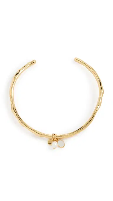 Madewell Mother-of-Pearl Wire Choker Necklace Antique Gold One Size | Thumbnail 5