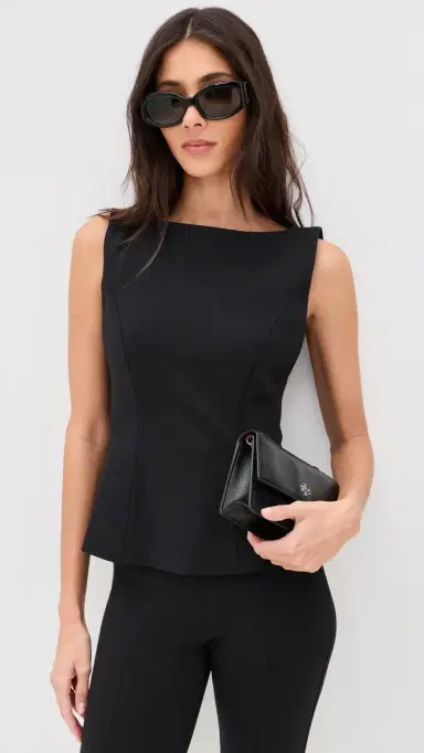 Good American Soft Stretch Ponte Top Black001 | Thumbnail 2 Good American Soft Stretch Ponte Top Black001 | Thumbnail 2