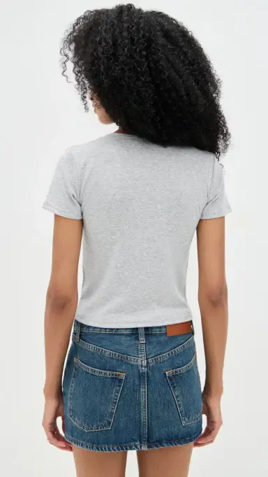 LE BOP Eloise Solid Crop Tee Heather Grey S | Thumbnail 4