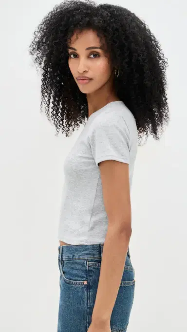 LE BOP Eloise Solid Crop Tee Heather Grey S | Thumbnail 5