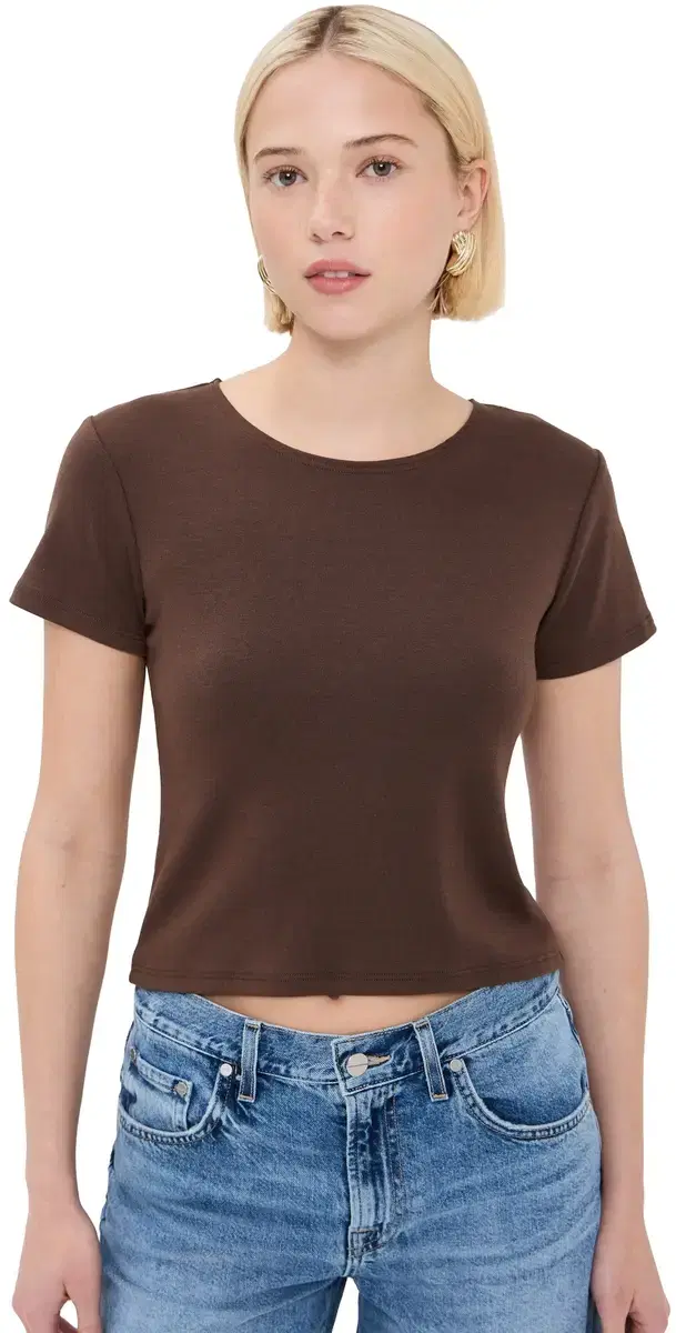 LE BOP Eloise olid Crop Tee Chocolate