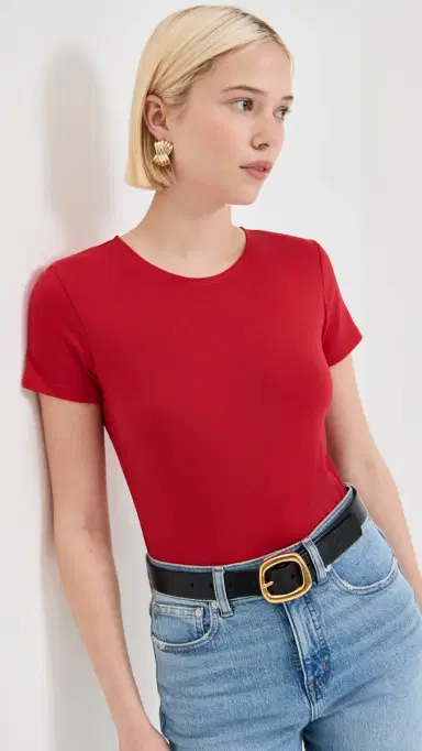 LE BOP Eloise Solid Crop Tee Crimson | Thumbnail 2