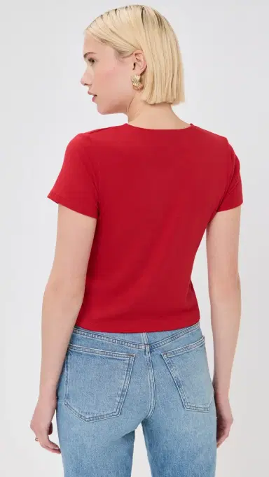 LE BOP Eloise Solid Crop Tee Crimson | Thumbnail 3