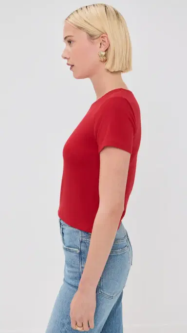 LE BOP Eloise Solid Crop Tee Crimson | Thumbnail 4
