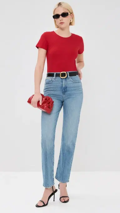 LE BOP Eloise Solid Crop Tee Crimson | Thumbnail 5