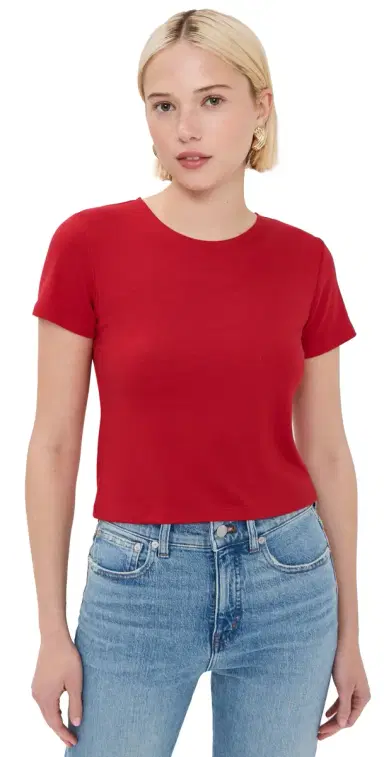 LE BOP Eloise Solid Crop Tee Crimson | Thumbnail 1