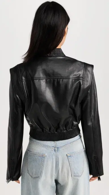 Simkhai Doreen Luxe Vegan Leather Boxy Bomber Jacket Black | Thumbnail 3 Simkhai Doreen Luxe Vegan Leather Boxy Bomber Jacket Black | Thumbnail 3