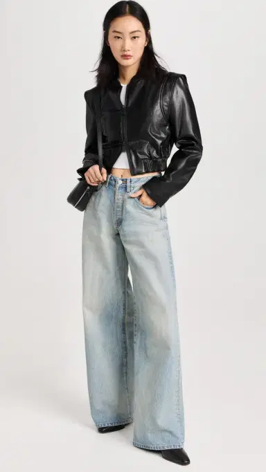 Simkhai Doreen Luxe Vegan Leather Boxy Bomber Jacket Black | Thumbnail 5 Simkhai Doreen Luxe Vegan Leather Boxy Bomber Jacket Black | Thumbnail 5