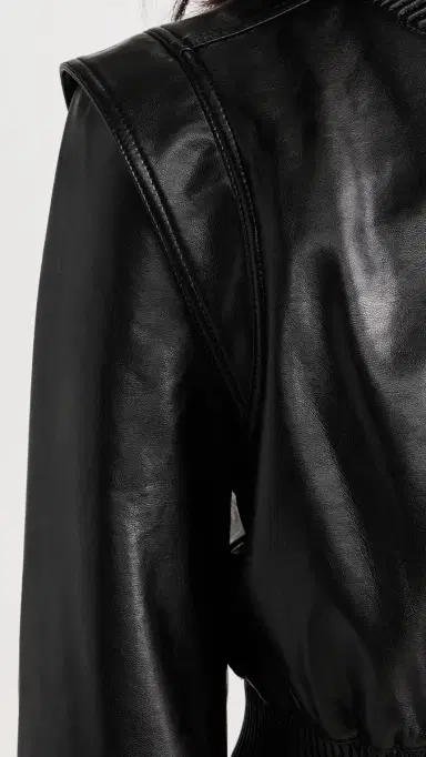 Simkhai Doreen Luxe Vegan Leather Boxy Bomber Jacket Black | Thumbnail 6 Simkhai Doreen Luxe Vegan Leather Boxy Bomber Jacket Black | Thumbnail 6