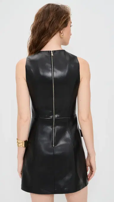 ALICE + OLIVIA Marcella Faux Leather Sleeveless Mini Dress Black | Thumbnail 3