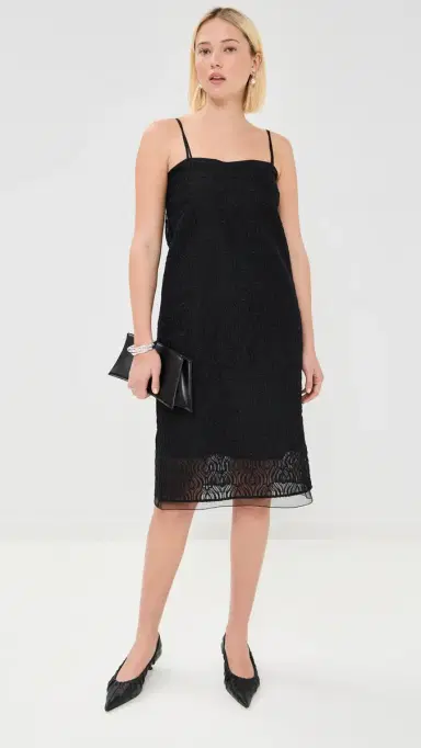 Another Tomorrow Embroidered Dress Black | Thumbnail 2