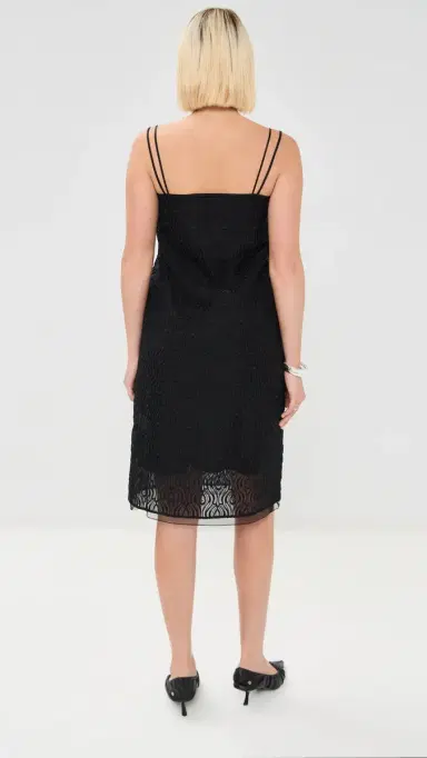 Another Tomorrow Embroidered Dress Black | Thumbnail 3