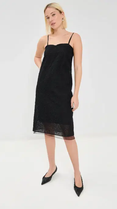 Another Tomorrow Embroidered Dress Black | Thumbnail 5
