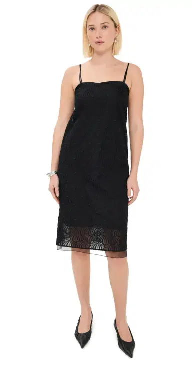 Another Tomorrow Embroidered Dress Black | Thumbnail 1