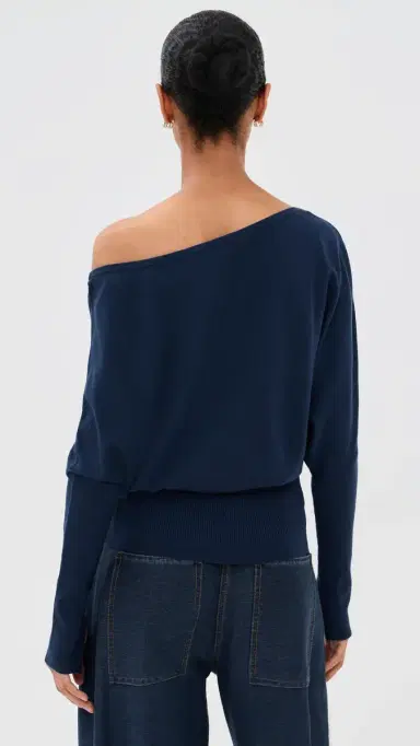 Simkhai Lavina Draped Off Shoulder Sweater Midnight | Thumbnail 3 Simkhai Lavina Draped Off Shoulder Sweater Midnight | Thumbnail 3