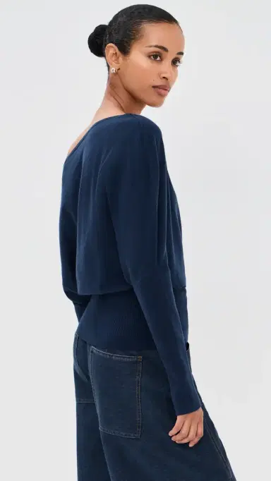 Simkhai Lavina Draped Off Shoulder Sweater Midnight | Thumbnail 4 Simkhai Lavina Draped Off Shoulder Sweater Midnight | Thumbnail 4