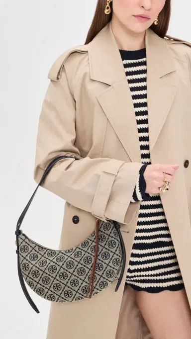 Tory Burch Romy T Monogram Half Moon Bag Tory Navy | Thumbnail 3 Tory Burch Romy T Monogram Half Moon Bag Tory Navy | Thumbnail 3