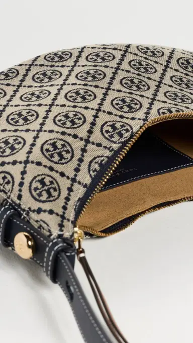 Tory Burch Romy T Monogram Half Moon Bag Tory Navy | Thumbnail 6 Tory Burch Romy T Monogram Half Moon Bag Tory Navy | Thumbnail 6