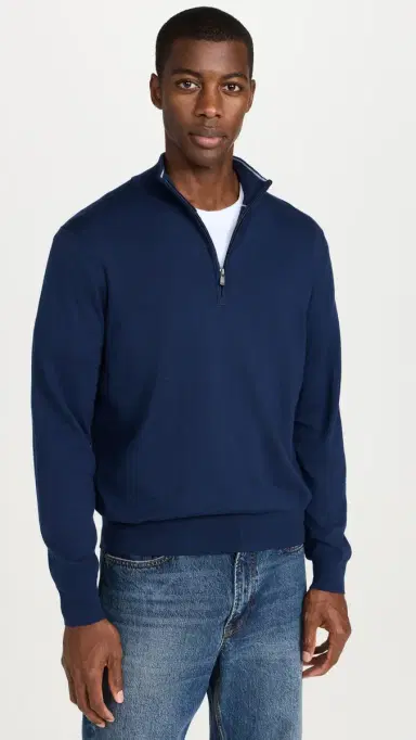 Faherty Movement Quarter Zip Sweater arine Navy Heather | Thumbnail 2
