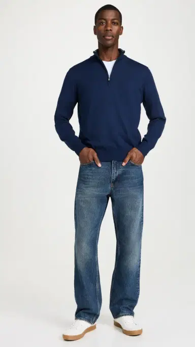 Faherty Movement Quarter Zip Sweater arine Navy Heather | Thumbnail 5