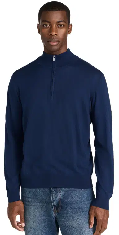 Faherty Movement Quarter Zip Sweater arine Navy Heather | Thumbnail 1