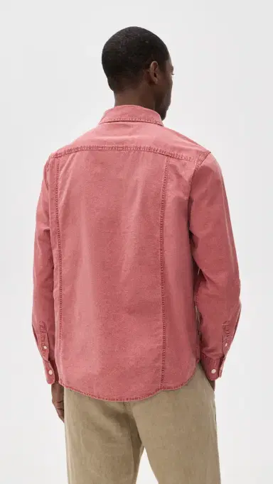Corridor Pigment Dye Canvas Long Sleeve Shirt Red | Thumbnail 3