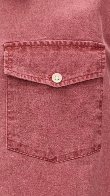Corridor Pigment Dye Canvas Long Sleeve Shirt Red | Thumbnail 6